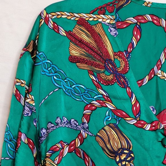 Vintage 90s Victoria's Secret Gold Label Silk Pajama Top Size M L Missing Button - Picture 2 of 11